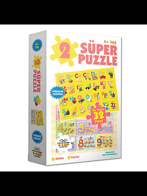 2 Süper Puzzle - Alfabe - Sayılar - 0-6 Yaş Yayınları