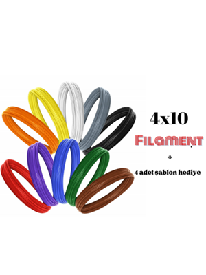 İnopark 4x10 Renk ve Şablonlu 3d Kalem Filamenti