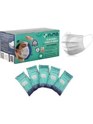 Nimo 3 Katlı Meltblown Filtreli Tek Kullanımlık Cerrahi Maske Beyaz 50'li