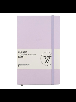 Victorias Journals Classic 13x21 Günlük Ajanda Sert Kapak Ivory Lila 124-1452 2025