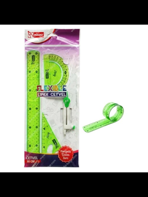 Mikro Flexible 30 Cm Esnek Cetvel Pergelli Çizim Seti 4"lü Flp-04