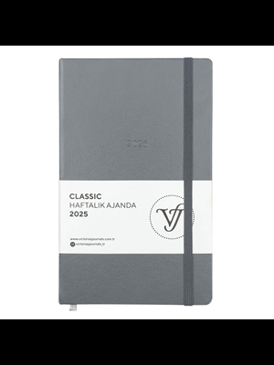 Victorias Journals Classic 13x21 Haftalık Ajanda Sert Kapak Ivory Gri 124-1416 2025