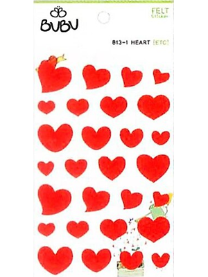 Bubu Lüks Keçe Sticker Kırmızı Kalpler Bubu-ls0024