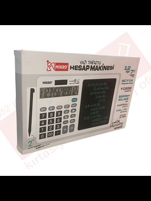 Mikro 7" Yazı Tabletli 12 Haneli Hesap Makinesi Beyaz Cl-8455
