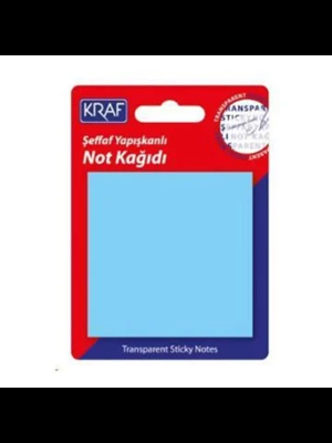 Kraf 76x76 Mm Yapışkanlı Not Kağıdı Şeffaf Mavi 50 Yp 7676tr
