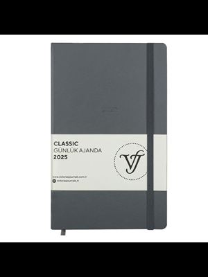 Victorias Journals Classic 13x21 Günlük Ajanda Sert Kapak Ivory Gri 124-1454 2025