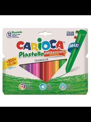 Carioca Plastello Jumbo Üçgen Yıkanabilir Pastel Boya 12"li 42671