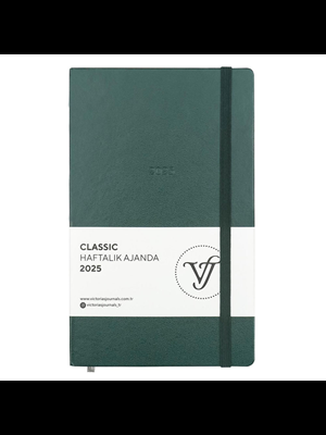 Victorias Journals Classic 13x21 Haftalık Ajanda Sert Kapak Ivory Yeşil 124-1412 2025