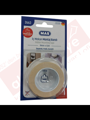 Mas 19 Mmx1.5 M Çift Taraflı İç Mekan Güçlü Montaj Bantı 2663