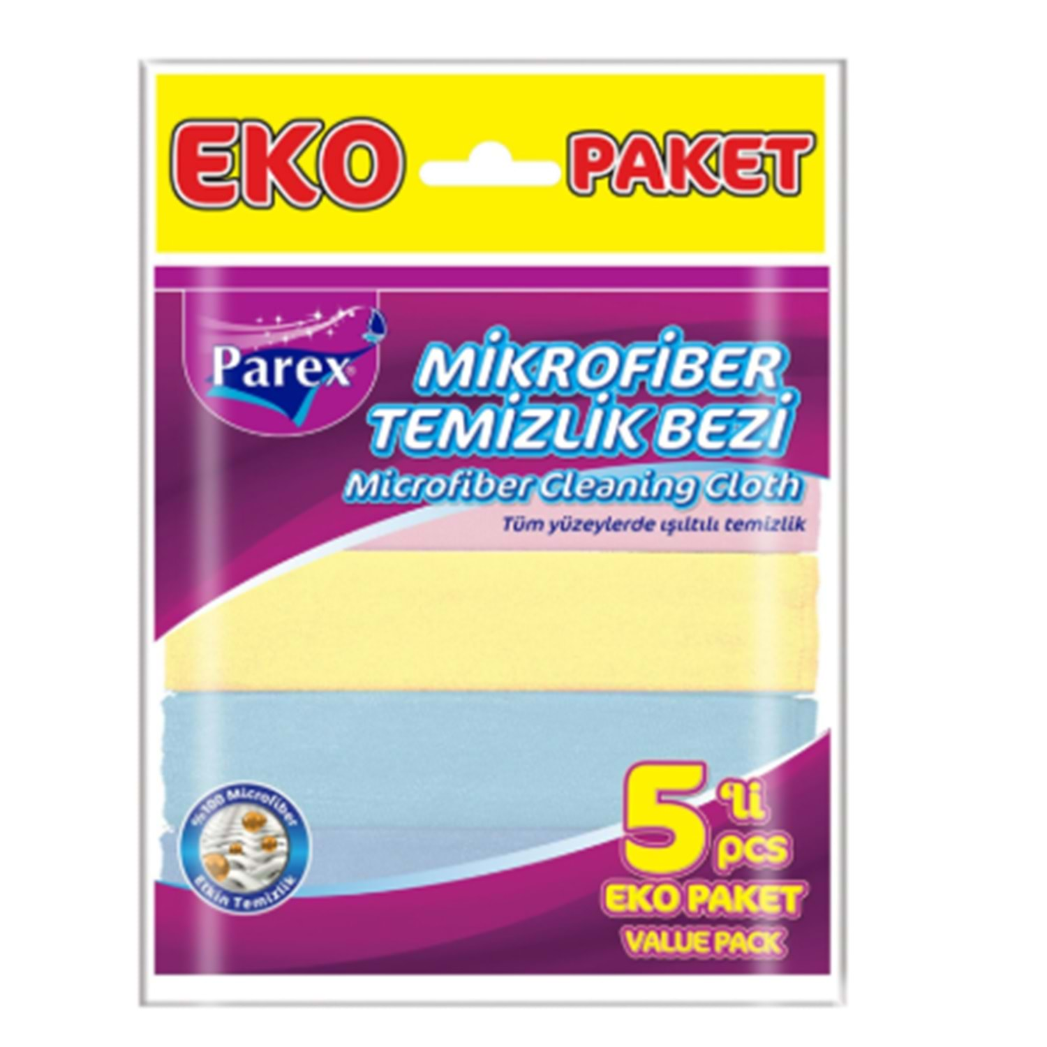 PAREX MİKROFİBER TEMİZLİK BEZİ 5 Lİ ORT0105901