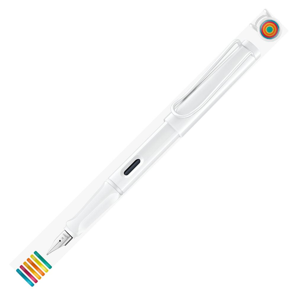 LAMY SAFARİ DOLMA KALEM M UÇ METAL KLİPS ALL WHİTE MULTİ COLOURED RİNGS SET 0B1-MC-AW-M