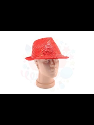 Nedi Kumaş Fötr Şapka Payetli Kırmızı S1526r