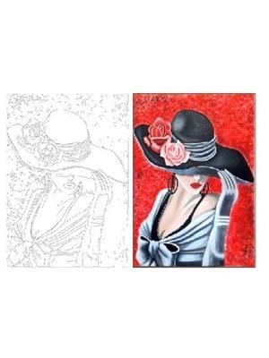 Aka Sanat 35x50 Çizilmiş Tuval Gül ve Şapka Mdr3550005