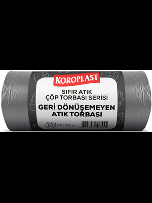 Koroplast 80x110cm 27mic 440gr Sıfır Atık Geri Dönüşemeyen Atık Torbası 10"lu Gri 01500536