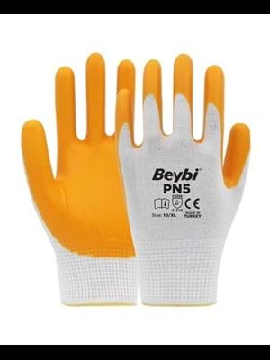 Beybi Nitril Poly Pn5 10xl Beden Sarı-beyaz Eldiven