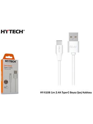 Hytech Hy-x108 1mt 2.4a Type-c Beyaz Şarj Kablosu