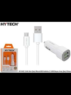 Hytech Hy-x42 3.4a Hızlı Şarj Mıcro Usb Kablolu Araç Çakmaklık Şarj Cihazı