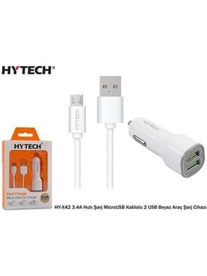 Hytech Hy-x42 3.4a Hızlı Şarj Mıcro Usb Kablolu Araç Çakmaklık Şarj Cihazı